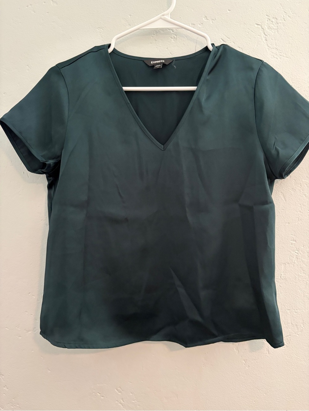 Express Teal V-Neck Short Sleeve Blouse